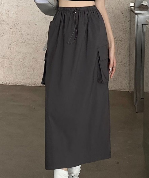 SallyLunn(サリーラン)の「ナイロンカーゴ ロングスカート(スカート・レディース・ブラック/グレー・LARGE/MEDIUM)」の16枚目の写真