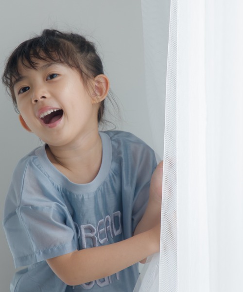 MAKE YOUR DAY(メイクユアデイ)の「ぽっこりロゴ刺繍シアー半袖Tシャツ■80~140cm(Tシャツ/カットソー・キッズ・グレー/ブラック・140/100/120/110/130/80/90)」の16枚目の写真
