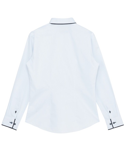 TOKYO SHIRTS（トウキョウシャツ）の「形態安定ノンアイロン ワイド 長袖ビジネスワイシャツ（ビジネスシャツ・レディース・サックスブルー・XS/S/M）」の2枚目の写真