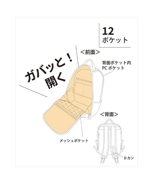 ITS'DEMO（イッツデモ）の「【12ポケット】ガバッとリュック（バックパック/リュック・レディース・グレー系3/ベビーピンク/ブラック/グレー・00）」の5枚目の写真