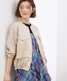 grove（グローブ）の「【貴島明日香さん着用・洗える】麻調ノーカラーブルゾン（ブルゾン）」