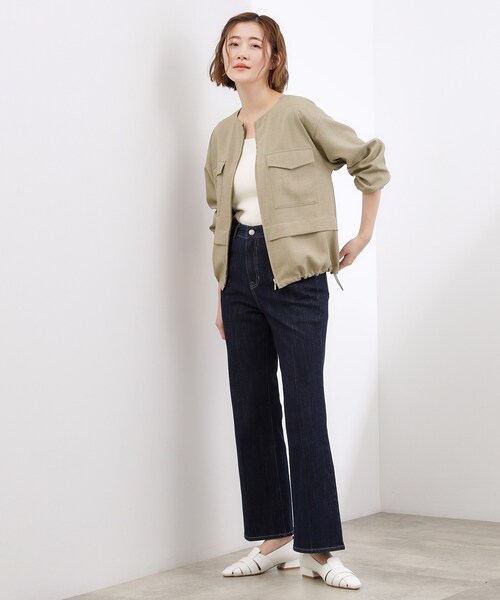 grove(グローブ)の「【貴島明日香さん着用・洗える】麻調ノーカラーブルゾン(ブルゾン・レディース・オリーブ/スミクロ/ナチュラル・02/03/01/04/05)」の13枚目の写真