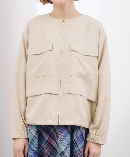 grove(グローブ)の「【貴島明日香さん着用・洗える】麻調ノーカラーブルゾン(ブルゾン・レディース・オリーブ/スミクロ/ナチュラル・02/03/01/04/05)」の19枚目の写真
