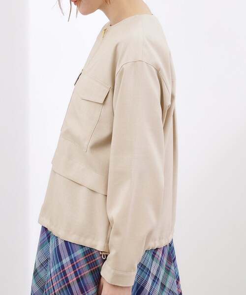 grove(グローブ)の「【貴島明日香さん着用・洗える】麻調ノーカラーブルゾン(ブルゾン・レディース・オリーブ/スミクロ/ナチュラル・02/03/01/04/05)」の20枚目の写真