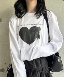 ブラックハートリボンロンT/長袖Tシャツ