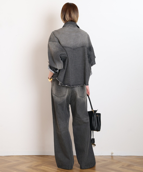 AP STUDIO(エーピーストゥディオ)の「デニムアシンメトリ―パンツ(デニムパンツ・レディース・チャコールグレー・36/40/38)」の6枚目の写真