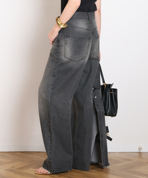 AP STUDIO(エーピーストゥディオ)の「デニムアシンメトリ―パンツ(デニムパンツ・レディース・チャコールグレー・36/40/38)」の8枚目の写真