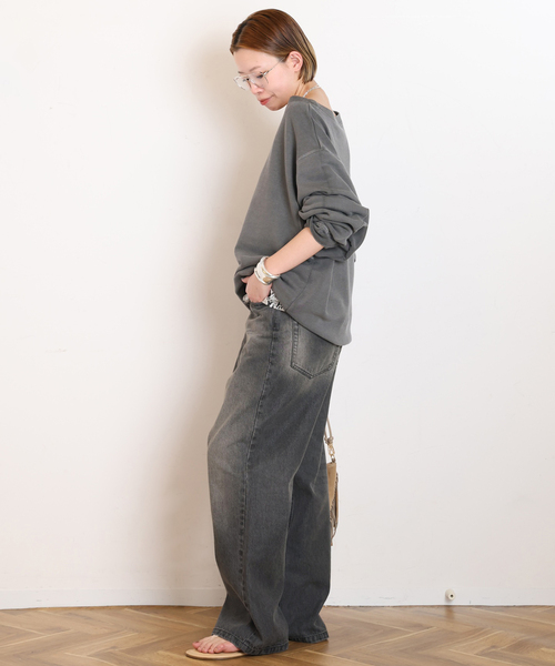 AP STUDIO(エーピーストゥディオ)の「デニムアシンメトリ―パンツ(デニムパンツ・レディース・チャコールグレー・36/40/38)」の12枚目の写真