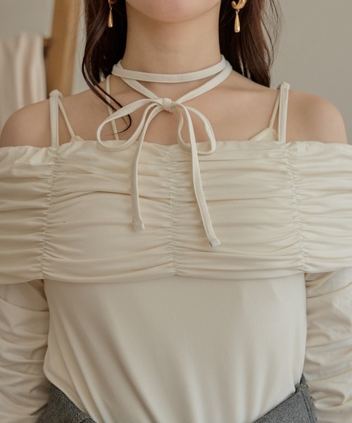 mideal(マイディール)の「gathered design off shoulder / ギャザーデザインオフショルダー(Tシャツ/カットソー・レディース・ブルー/アイボリー/ブラウン・FREE)」の20枚目の写真