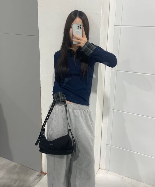 CHICKS(チックス)の「チェックポイントスリムカラー長袖ネイビー(Tシャツ/カットソー・レディース・ネイビー・ONE SIZE)」の5枚目の写真