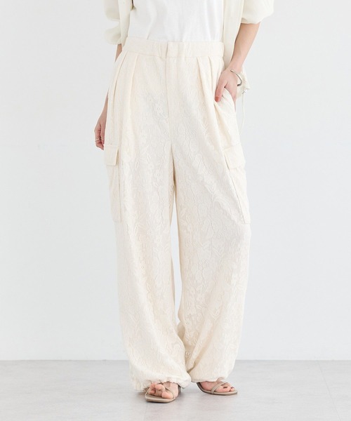 earth music&ecology(アースミュージックアンドエコロジー)の「総レースカーゴパンツ(カーゴパンツ・レディース・ブラック/アイボリー・FREE)」の6枚目の写真