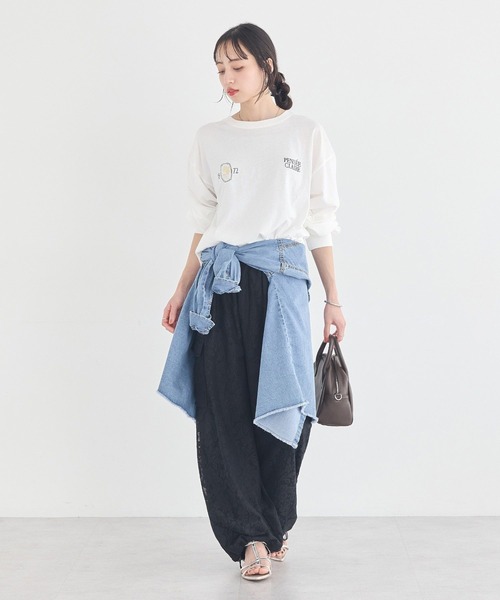 earth music&ecology(アースミュージックアンドエコロジー)の「総レースカーゴパンツ(カーゴパンツ・レディース・ブラック/アイボリー・FREE)」の14枚目の写真