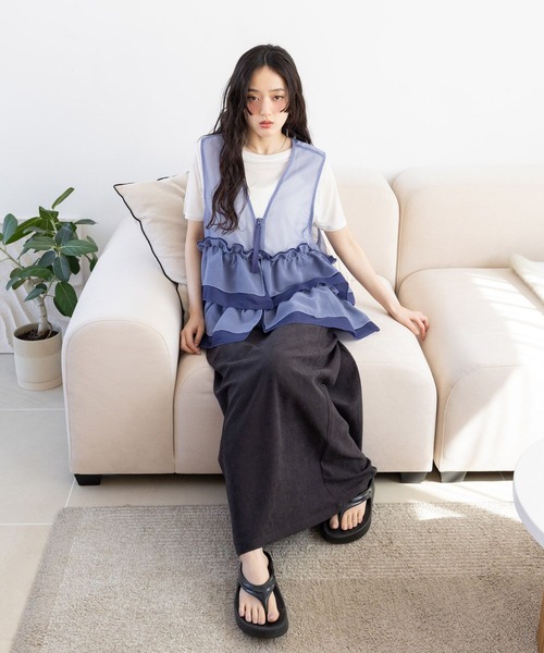 RAGEBLUE（レイジブルー）の「カラーシアーボートネックTシャツ（Tシャツ/カットソー・レディース・ライトピンク/ライトブルー/ブラック/ホワイト・FREE）」の7枚目の写真