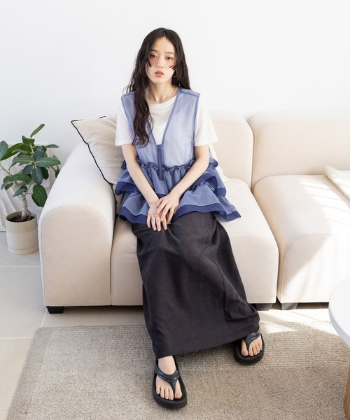 RAGEBLUE（レイジブルー）の「カラーシアーボートネックTシャツ（Tシャツ/カットソー・レディース・ライトピンク/ライトブルー/ブラック/ホワイト・FREE）」の8枚目の写真