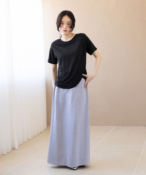 RAGEBLUE（レイジブルー）の「カラーシアーボートネックTシャツ（Tシャツ/カットソー・レディース・ライトピンク/ライトブルー/ブラック/ホワイト・FREE）」の13枚目の写真