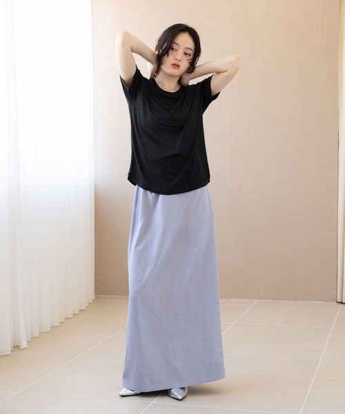 RAGEBLUE（レイジブルー）の「カラーシアーボートネックTシャツ（Tシャツ/カットソー・レディース・ライトピンク/ライトブルー/ブラック/ホワイト・FREE）」の14枚目の写真