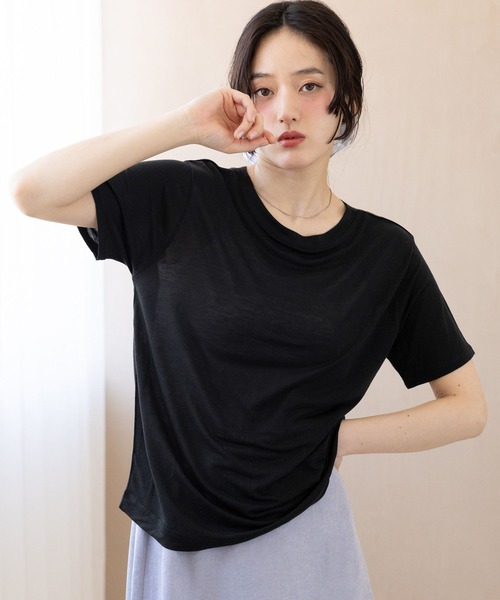 RAGEBLUE（レイジブルー）の「カラーシアーボートネックTシャツ（Tシャツ/カットソー・レディース・ライトピンク/ライトブルー/ブラック/ホワイト・FREE）」の15枚目の写真