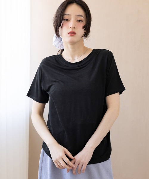 RAGEBLUE（レイジブルー）の「カラーシアーボートネックTシャツ（Tシャツ/カットソー・レディース・ライトピンク/ライトブルー/ブラック/ホワイト・FREE）」の16枚目の写真