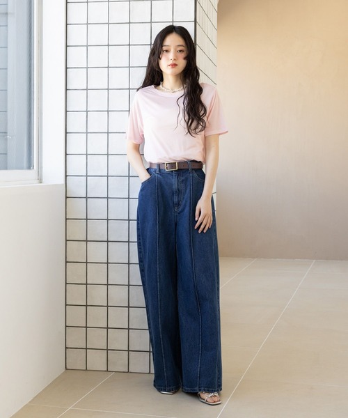 RAGEBLUE（レイジブルー）の「カラーシアーボートネックTシャツ（Tシャツ/カットソー・レディース・ライトピンク/ライトブルー/ブラック/ホワイト・FREE）」の19枚目の写真