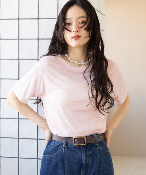 RAGEBLUE（レイジブルー）の「カラーシアーボートネックTシャツ（Tシャツ/カットソー・レディース・ライトピンク/ライトブルー/ブラック/ホワイト・FREE）」の21枚目の写真