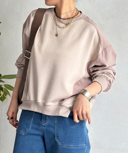 un dix cors（アンディコール）の「ドルマンダンボール切り替えプルオーバー（Tシャツ/カットソー・レディース・ベージュ/ブラック/グレー・FREE）」の3枚目の写真