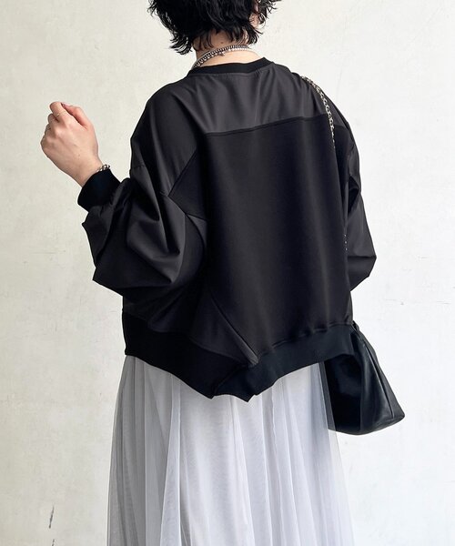 un dix cors（アンディコール）の「ドルマンダンボール切り替えプルオーバー（Tシャツ/カットソー・レディース・ベージュ/ブラック/グレー・FREE）」の5枚目の写真