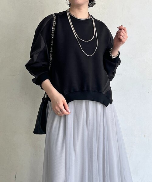 un dix cors（アンディコール）の「ドルマンダンボール切り替えプルオーバー（Tシャツ/カットソー・レディース・ベージュ/ブラック/グレー・FREE）」の7枚目の写真