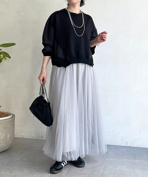 un dix cors（アンディコール）の「ドルマンダンボール切り替えプルオーバー（Tシャツ/カットソー・レディース・ベージュ/ブラック/グレー・FREE）」の8枚目の写真