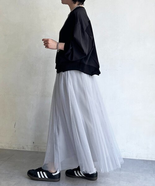 un dix cors（アンディコール）の「ドルマンダンボール切り替えプルオーバー（Tシャツ/カットソー・レディース・ベージュ/ブラック/グレー・FREE）」の9枚目の写真