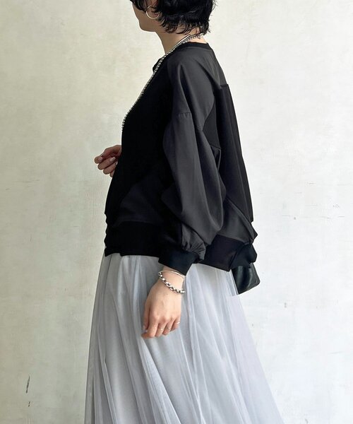 un dix cors（アンディコール）の「ドルマンダンボール切り替えプルオーバー（Tシャツ/カットソー・レディース・ベージュ/ブラック/グレー・FREE）」の11枚目の写真