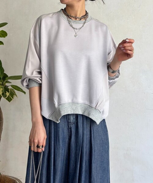 un dix cors（アンディコール）の「ドルマンダンボール切り替えプルオーバー（Tシャツ/カットソー・レディース・ベージュ/ブラック/グレー・FREE）」の12枚目の写真