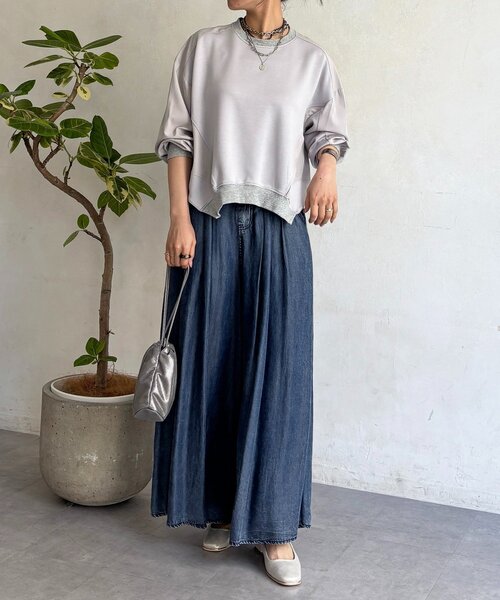 un dix cors（アンディコール）の「ドルマンダンボール切り替えプルオーバー（Tシャツ/カットソー・レディース・ベージュ/ブラック/グレー・FREE）」の14枚目の写真