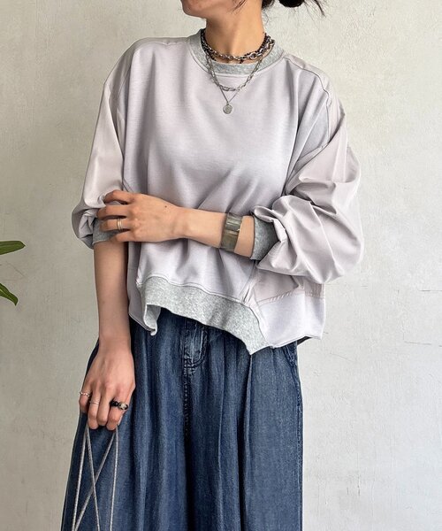 un dix cors（アンディコール）の「ドルマンダンボール切り替えプルオーバー（Tシャツ/カットソー・レディース・ベージュ/ブラック/グレー・FREE）」の15枚目の写真