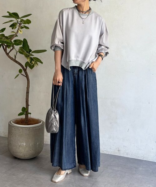 un dix cors（アンディコール）の「ドルマンダンボール切り替えプルオーバー（Tシャツ/カットソー・レディース・ベージュ/ブラック/グレー・FREE）」の16枚目の写真