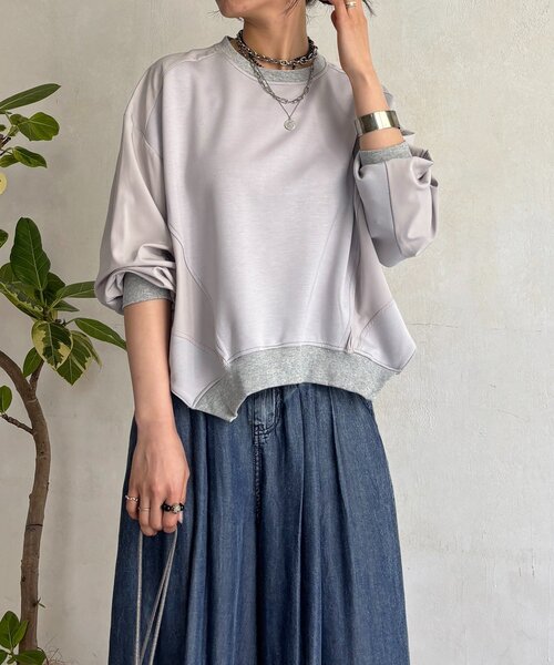 un dix cors（アンディコール）の「ドルマンダンボール切り替えプルオーバー（Tシャツ/カットソー・レディース・ベージュ/ブラック/グレー・FREE）」の18枚目の写真