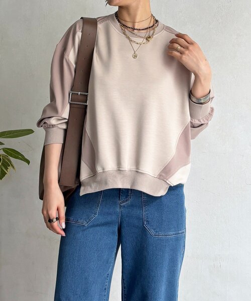 un dix cors（アンディコール）の「ドルマンダンボール切り替えプルオーバー（Tシャツ/カットソー・レディース・ベージュ/ブラック/グレー・FREE）」の21枚目の写真
