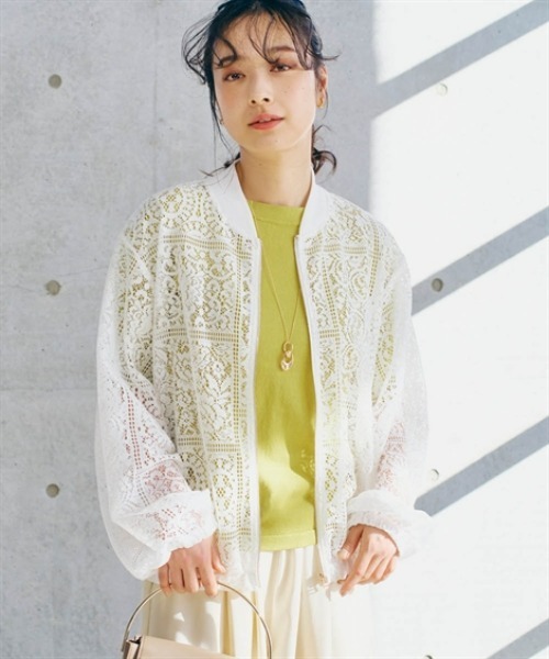 nissen（ニッセン）の「総レースブルゾン（カバーオール・レディース・ブラック/オフホワイト・LL/L/M/S）」の4枚目の写真