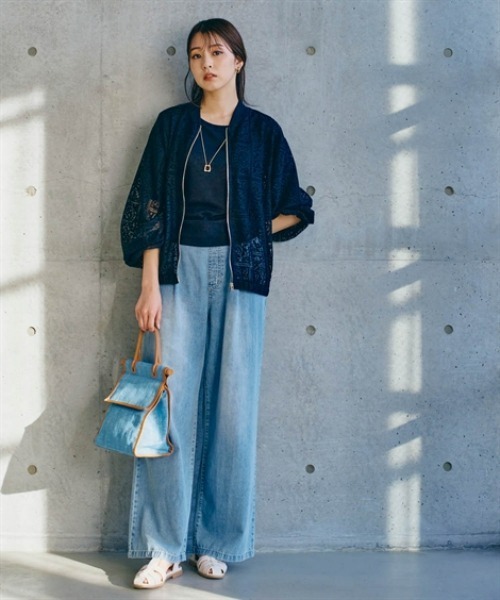 nissen（ニッセン）の「総レースブルゾン（カバーオール・レディース・ブラック/オフホワイト・LL/L/M/S）」の6枚目の写真