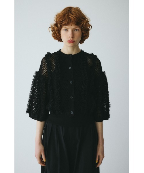 HeRIN.CYE(ヘリンドットサイ)の「Frill mesh cardigan フリルメッシュカーディガン(カーディガン/ボレロ・レディース・ブラウン/ネイビー/ブラック・FREE)」の2枚目の写真