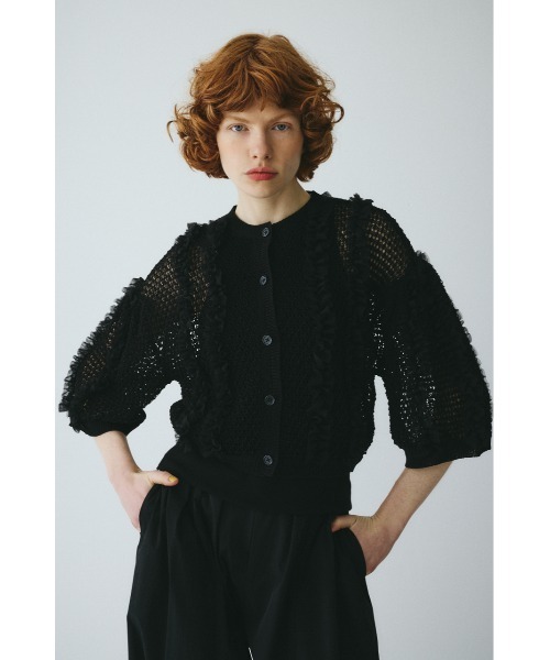 HeRIN.CYE(ヘリンドットサイ)の「Frill mesh cardigan フリルメッシュカーディガン(カーディガン/ボレロ・レディース・ブラウン/ネイビー/ブラック・FREE)」の6枚目の写真