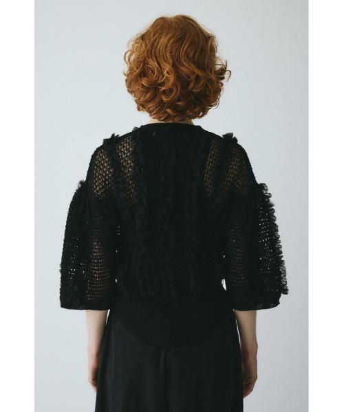 HeRIN.CYE(ヘリンドットサイ)の「Frill mesh cardigan フリルメッシュカーディガン(カーディガン/ボレロ・レディース・ブラウン/ネイビー/ブラック・FREE)」の8枚目の写真