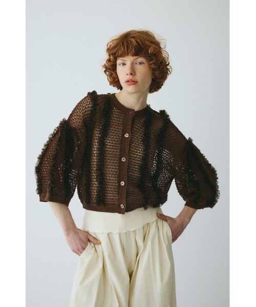 HeRIN.CYE(ヘリンドットサイ)の「Frill mesh cardigan フリルメッシュカーディガン(カーディガン/ボレロ・レディース・ブラウン/ネイビー/ブラック・FREE)」の11枚目の写真