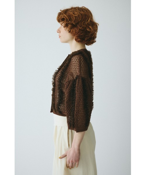 HeRIN.CYE(ヘリンドットサイ)の「Frill mesh cardigan フリルメッシュカーディガン(カーディガン/ボレロ・レディース・ブラウン/ネイビー/ブラック・FREE)」の12枚目の写真