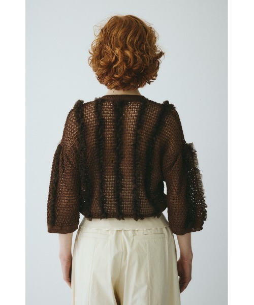HeRIN.CYE(ヘリンドットサイ)の「Frill mesh cardigan フリルメッシュカーディガン(カーディガン/ボレロ・レディース・ブラウン/ネイビー/ブラック・FREE)」の13枚目の写真