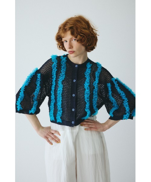 HeRIN.CYE(ヘリンドットサイ)の「Frill mesh cardigan フリルメッシュカーディガン(カーディガン/ボレロ・レディース・ブラウン/ネイビー/ブラック・FREE)」の16枚目の写真