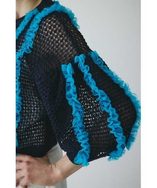 HeRIN.CYE(ヘリンドットサイ)の「Frill mesh cardigan フリルメッシュカーディガン(カーディガン/ボレロ・レディース・ブラウン/ネイビー/ブラック・FREE)」の21枚目の写真