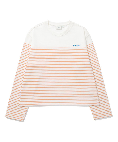 COVERNAT WOMAN(カバーナットウーマン)の「ウィメンズラウンドネックストライプロングスリーブサーモン(Tシャツ/カットソー・レディース・その他・WM/WS)」の1枚目の写真