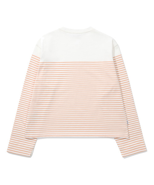 COVERNAT WOMAN(カバーナットウーマン)の「ウィメンズラウンドネックストライプロングスリーブサーモン(Tシャツ/カットソー・レディース・その他・WM/WS)」の2枚目の写真