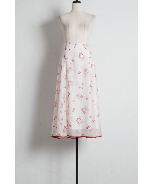 tocco closet(トッコ クローゼット)の「バックレースアップチェリー×リボンプリントシアーフレアスカート(スカート・レディース・レッド/ネイビー・M)」の20枚目の写真