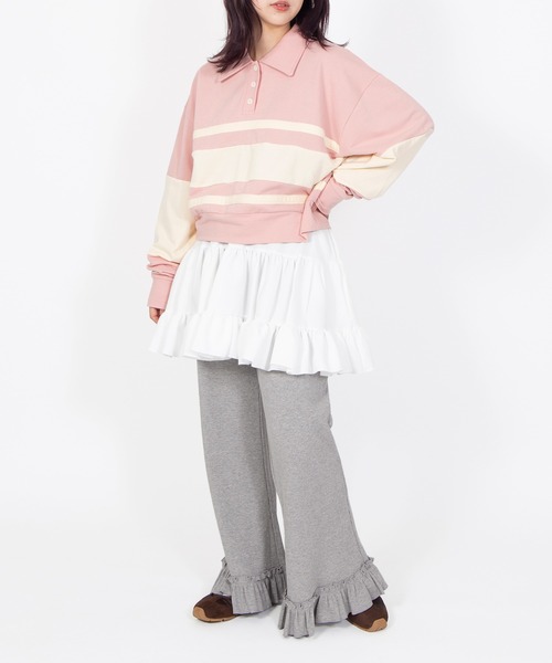 PUNYUS(プニュズ)の「リブフレアフリルパンツ(その他パンツ・レディース・ピンク/サックスブルー/ブラック/グレー/イエロー・4/3/2/1/5)」の17枚目の写真